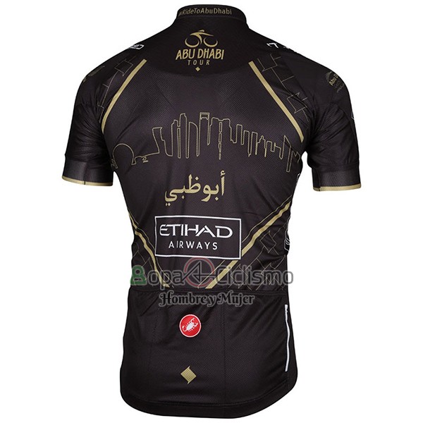 Abu Dhabi Tour Ropa Ciclismo Culotte Corto 2017 Hombre Mangas Cortas Negro